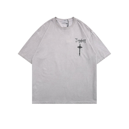 Camiseta Hip Hop Vintage Desgastada Lavada para Hombre - Image 2
