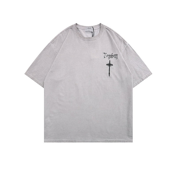Camiseta Hip Hop Vintage Desgastada Lavada para Hombre