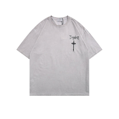 Camiseta Hip Hop Vintage Desgastada Lavada para Hombre - Image 2
