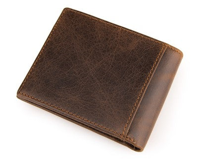Billetera Corta de Cuero Genuino - Estilo Clásico Vintage