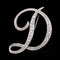 English letter brooch with diamonds D