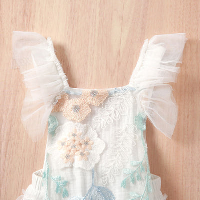 Mono de Encaje para Bebé Niña con Mangas de Tul Bordado - Image 3