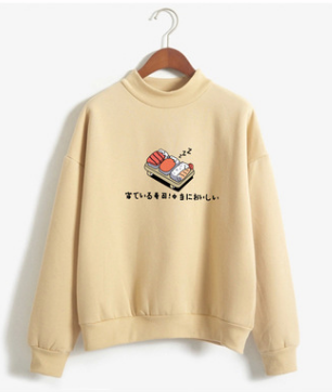 Sudadera Estampada Sushi con Cuello Redondo y Forro Polar - Image 8