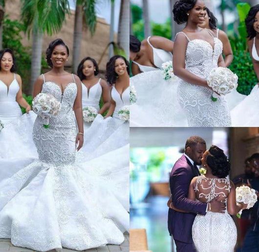 Vestido de Novia Sirena Africano con Encaje Calado
