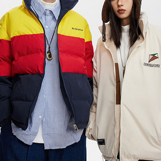 Chaqueta Acolchada Reversible para Parejas con Bordado de Cometa y Contraste de Colores - Image 2