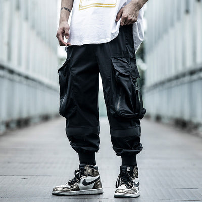 Pantalones Funcionales Verano Hombre Estilo Hip-Hop con Bolsillos Amplios