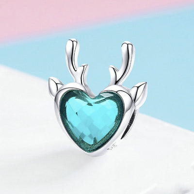 Dije Corazón de Circón Azul con Incrustación de Alce - Image 3