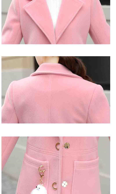 Abrigo de Lana Midi Estilo Coreano para Mujer - Image 16