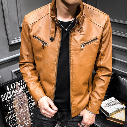 Chaqueta de Cuero para Hombre con Cierre de Cremallera - Image 7