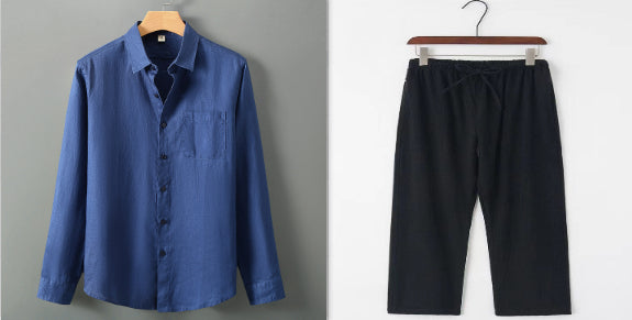Camisa de Lino Suelta con Cuello de Pie para Hombre - Estilo Casual Verano - Image 3