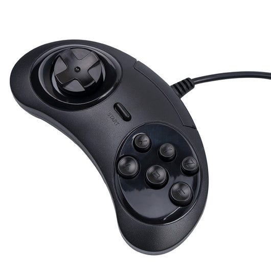 Black USB computer game controller with a classic design, featuring a D-pad, six action buttons, and a start button. - Image 4