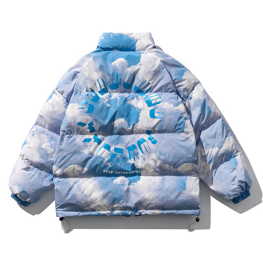 Chaqueta Acolchada con Cuello Alto Estampado Cielo Azul para Hombre - Image 3