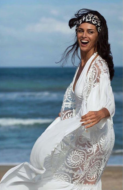 Túnica Playera Tejida en Crochet Blanco - Pareo Largo Elegante para Playa - Image 12
