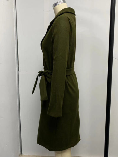 Abrigo de Lana para Mujer Cuello Polo Manga Larga Color Sólido Otoño Invierno - Image 39