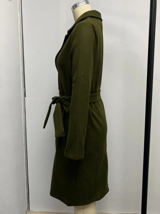 Abrigo de Lana para Mujer Cuello Polo Manga Larga Color Sólido Otoño Invierno - Image 39