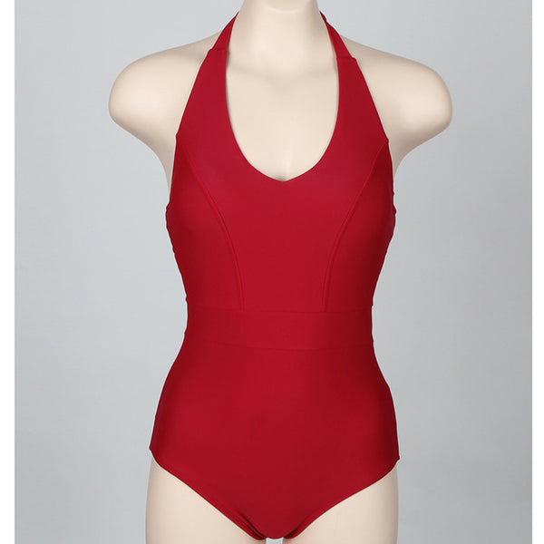 Bikini Enterizo Halter con Espalda Descubierta en V