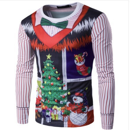 Camiseta Navideña Estampada de Manga Larga para Hombre - Image 18