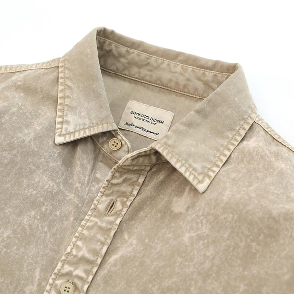 Camisa Casual Lavada de Manga Larga para Hombre
