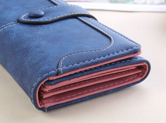 Billetera Larga Retro Coreana para Mujer con Costura Mate - Image 3