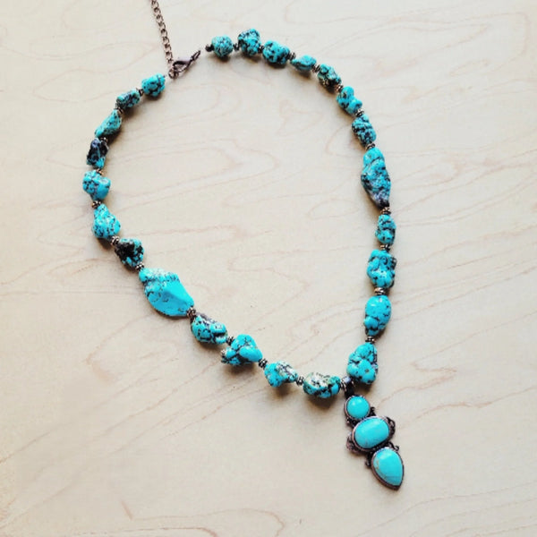 Blue Turquoise Necklace and copper w/ Turquoise Pendant 259L