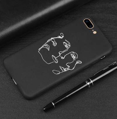 Funda Protectora Abstracta Lover Face TPU Mate Negro - Image 3