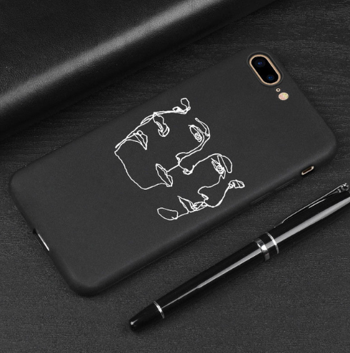 Funda Protectora Abstracta Lover Face TPU Mate Negro - Image 3