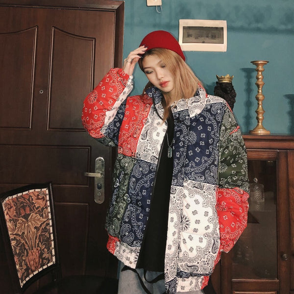 Abrigo Holgado Harajuku Retro Acolchado