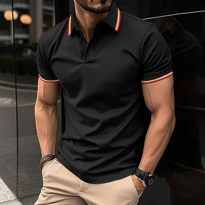 Polo Casual Holgado de Manga Corta Liso para Hombre - Image 27