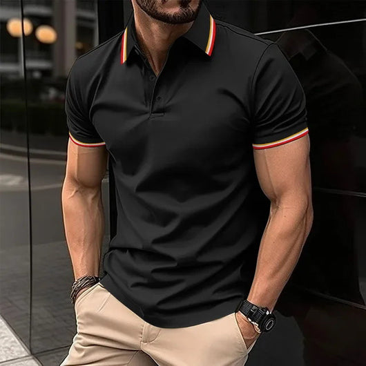 Polo Casual Holgado de Manga Corta Liso para Hombre - Image 27