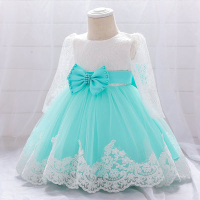 Vestido de Encaje Manga Larga para Niña de 1 Año - Ideal para Celebraciones - Image 3