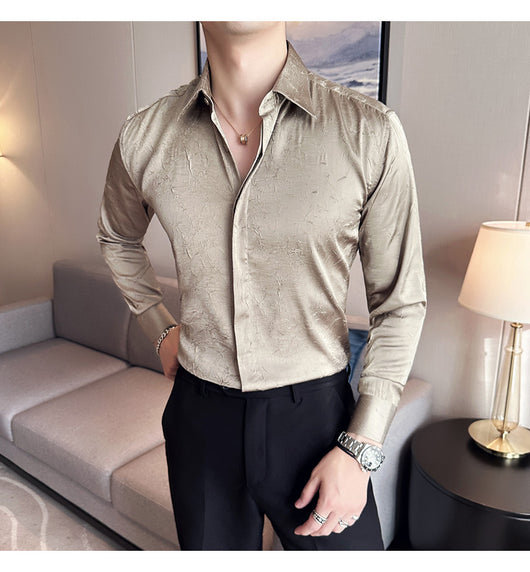 Camisa Larga Hombre Ice Silk Textura Premium - Transpirable y Fresca - Image 12