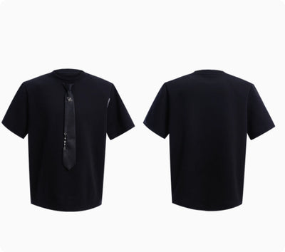 Camiseta Manga Corta Diseño Costura Nicho Color Sólido - Image 9