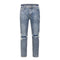 Jeans Azul Claro con Efecto Salpicado y Rotos Desgastados