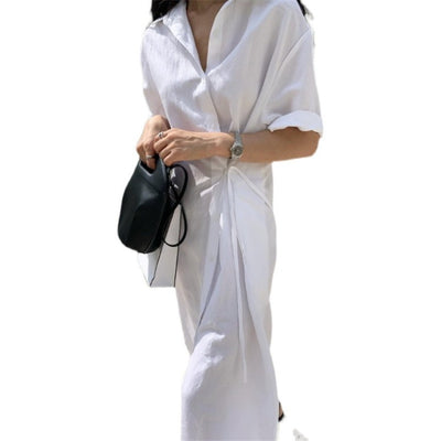 Vestido Camisero Minimalista Largo Bajo la Rodilla - Image 11
