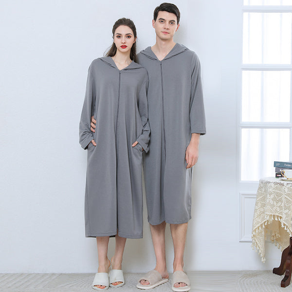 Bata Pijama con Cierre Capucha para Parejas