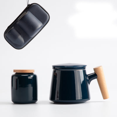 Taza de Cerámica Minimalista para Oficina con Mango de Madera - Image 27