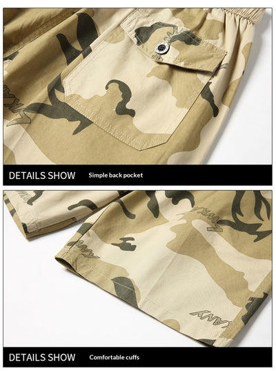 Pantalones Cortos Cargo Holgados Multi-Bolsillo en Algodón Puro para Hombre - Image 9