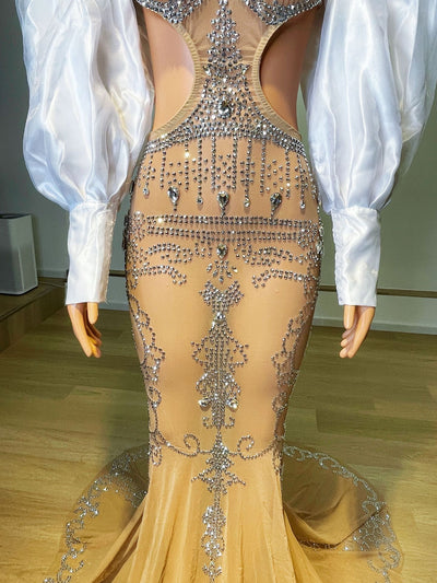 Vestido de Fiesta Espalda Descubierta con Cristales Brillantes - Image 6
