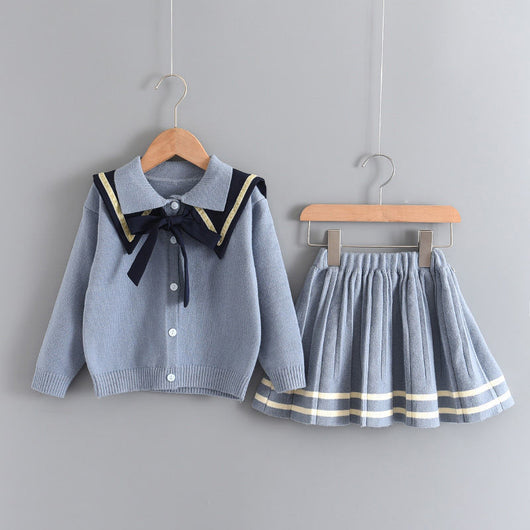 Conjunto Cardigan y Falda Tejida Estilo Occidental para Niña - Image 10