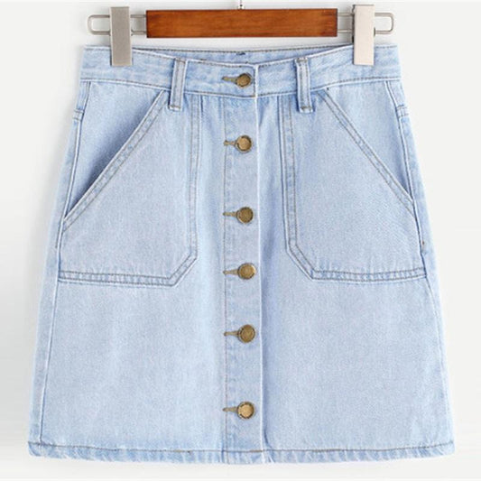 Falda Denim con Botones y Bolsillos