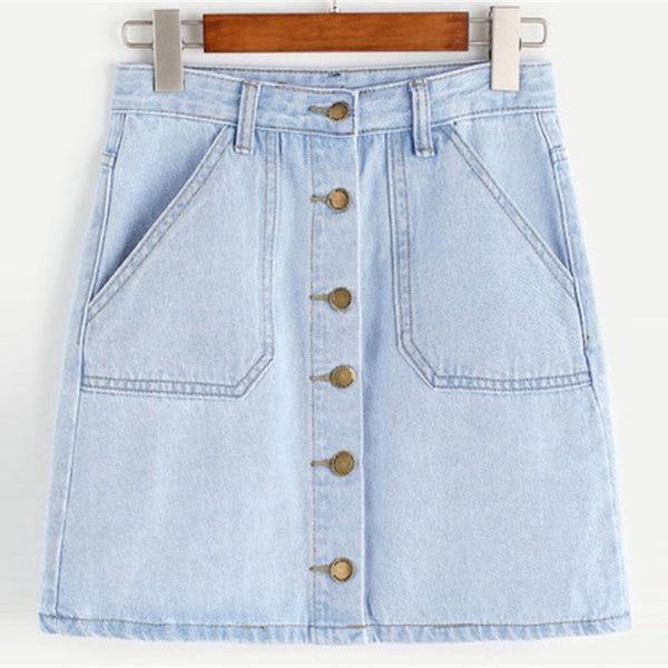 Falda Denim con Botones y Bolsillos