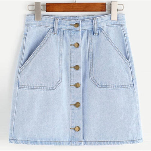 Falda Denim con Botones y Bolsillos