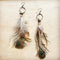 Bone Deer Skin Leather Tassel Earring Peacock Feather 219k