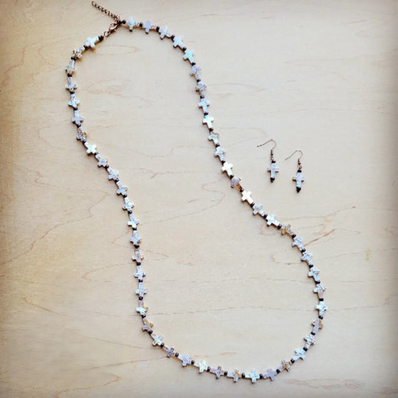 **Mother-of-Pearl Cross Earrings 224c