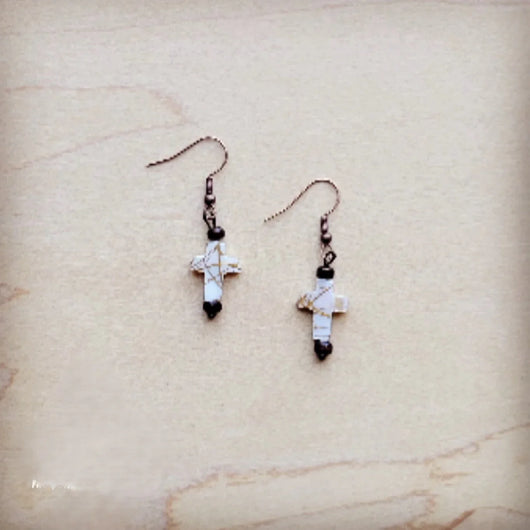 **Mother-of-Pearl Cross Earrings 224c