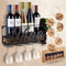 Botellero de Pared Metálico con Soporte para Copas y Almacenamiento de Corchos