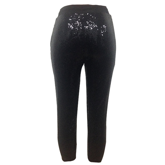 Pantalones Lápiz Casuales con Detalles de Perlas y Brillo Europeos