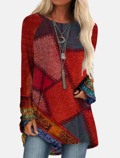 Blusa Estampada Manga Larga para Mujer Talla Grande - Otoño e Invierno - Image 6