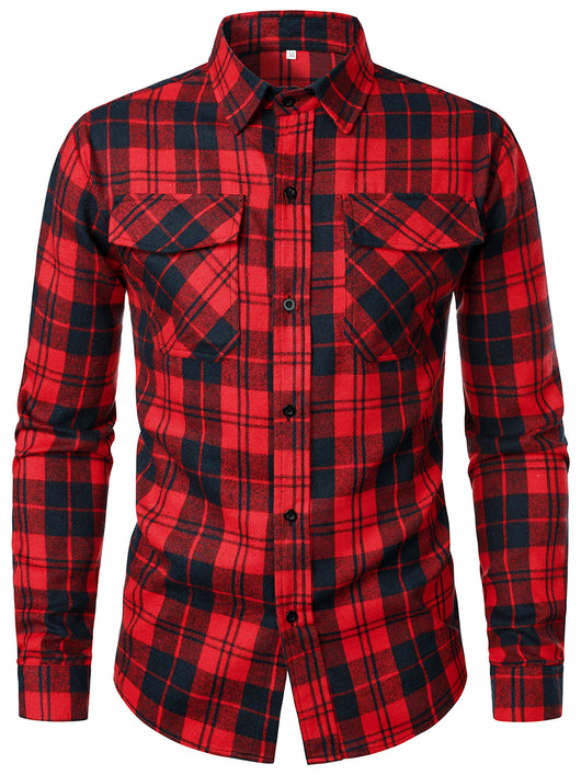 Camisa Manga Larga Cuadros con Solapa - Estilo Casual Moderno - Image 17