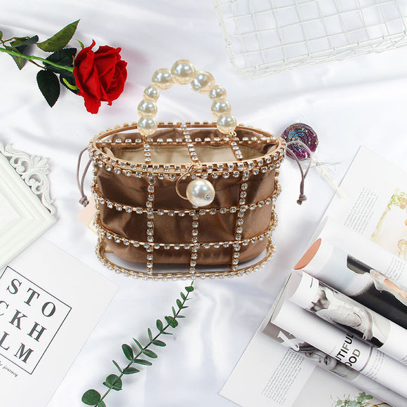 Bolso de Noche Cesta Metálica con Cristales - Estilo Diosa Coreana